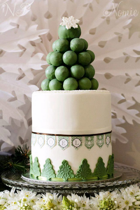 green and white christmas cake