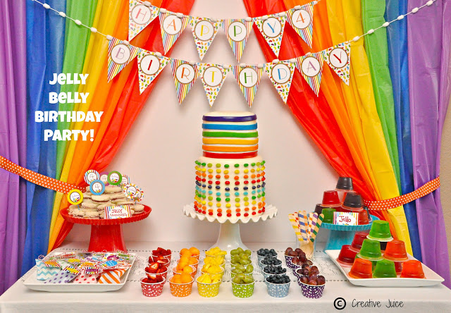 Rainbow jelly bean party table
