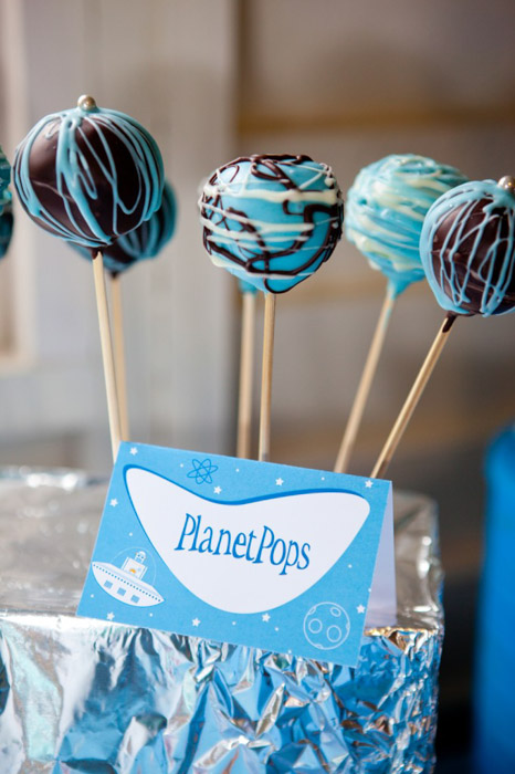Rockets and Robots space party cake pops